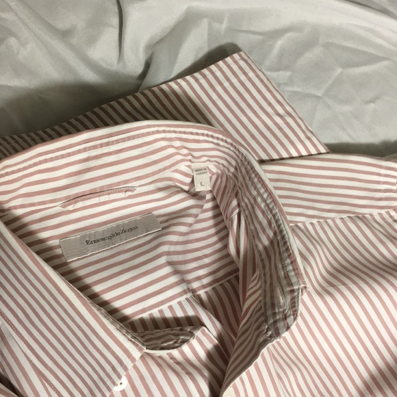 Ermenegildo Zegna- Pink &White Striped Button Down - Picture 4 of 7